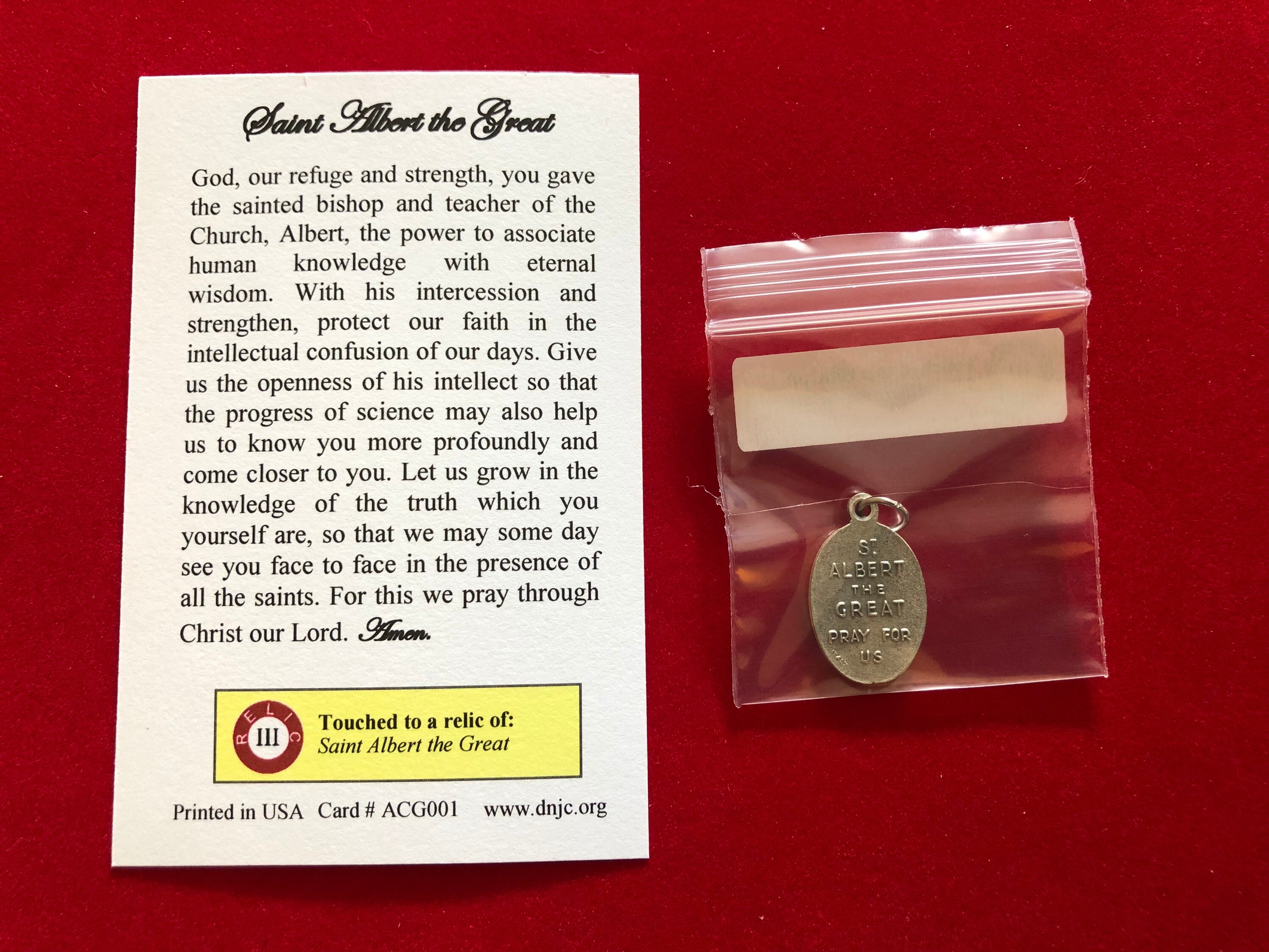 Saint Albert the Great Relic Medal Pack - Third Class Relic Holy Card ...