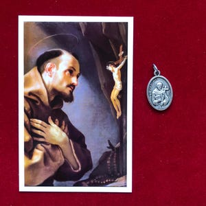 Saint Francis of Assisi Relic Medal Pack - Third Class Relic Holy Card & Medal  (Touched to relic of St Francis)