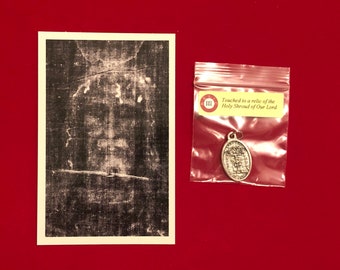 Holy Face / Shroud of Turin Relic Medal Pack - Third Class Relic Holy Card & Medal  (Touched to relic of the Shroud of Turin)