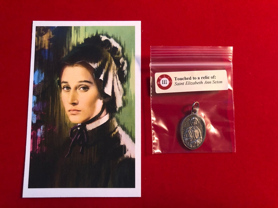 Saint Elizabeth Ann Seton Relic Medal Pack Third Class Relic Holy Card