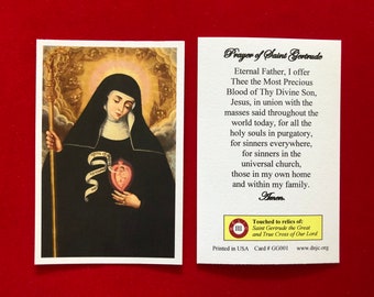 Tarjetas Sagradas Reliquia de Tercera Clase de Santa Gertrudis la Grande (Tocadas a una reliquia de primera clase de la Santa) - Cartulina