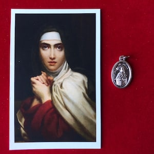 Pack de médailles reliques Sainte Thérèse d'Avila - Médaille et carte sacrée relique de troisième classe (touché à une relique de saint)