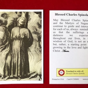 Blessed Charles Spinola Dritte Klasse Relikt Heilige Karten (berührt zu einem erstklassigen Relikt des Seligen) - Card Stock