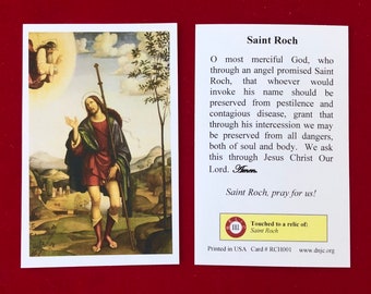PAQUETE A GRANEL 50 TARJETAS - Tarjetas Sagradas Reliquia de Tercera Clase de San Roque (Tocadas a una reliquia de primera clase del Santo) - Cartulina