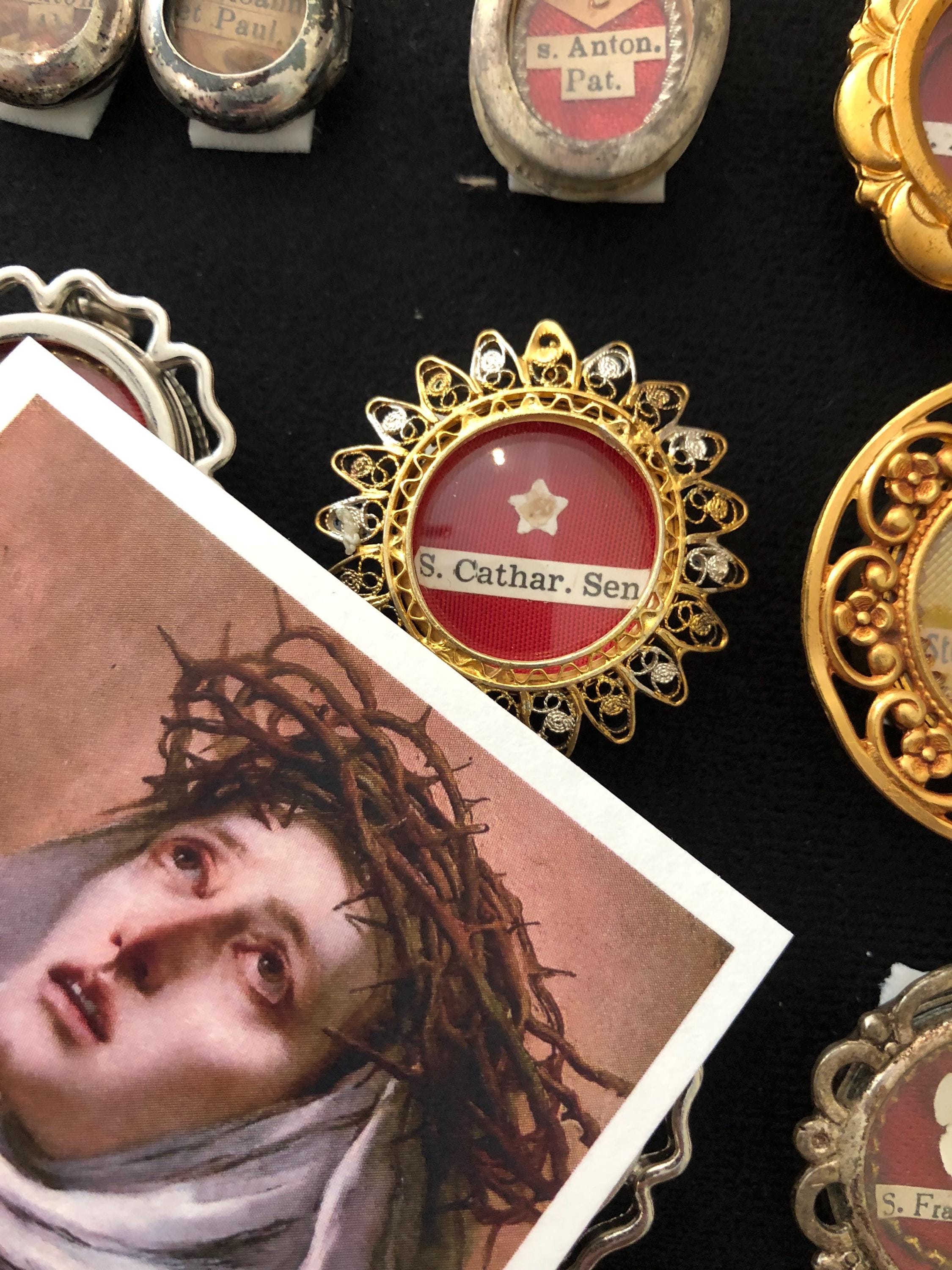 Saint Catherine of Siena Third Class Relic Holy Cards (touched to