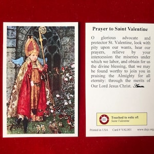 Sint Valentijn derdeklas relikwie heilige kaarten (aangeraakt door een eersteklas relikwie van de heilige) - karton