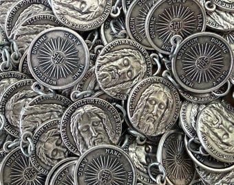 Bulk Holy Face of Jesus Relic Medal Pack - Third Class Relic Round Medals (Touched to relics of Shroud of Turin, Veronicas Veil, True Cross)