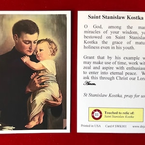 BULK PACK 50 KARTEN - St. Stanislaw Kostka Relikt-Heilige-Karten der dritten Klasse (berührt mit einem erstklassigen Relikt des Heiligen) - Karton
