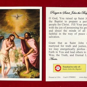 Estampa Sagrada Reliquia de Tercera Clase de San Juan Bautista (Tocada a una reliquia de San Juan Bautista)