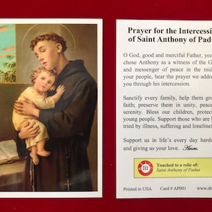Immagine sacra della reliquia di Sant'Antonio da Padova di terza classe (toccata con una reliquia di Sant'Antonio da Padova)