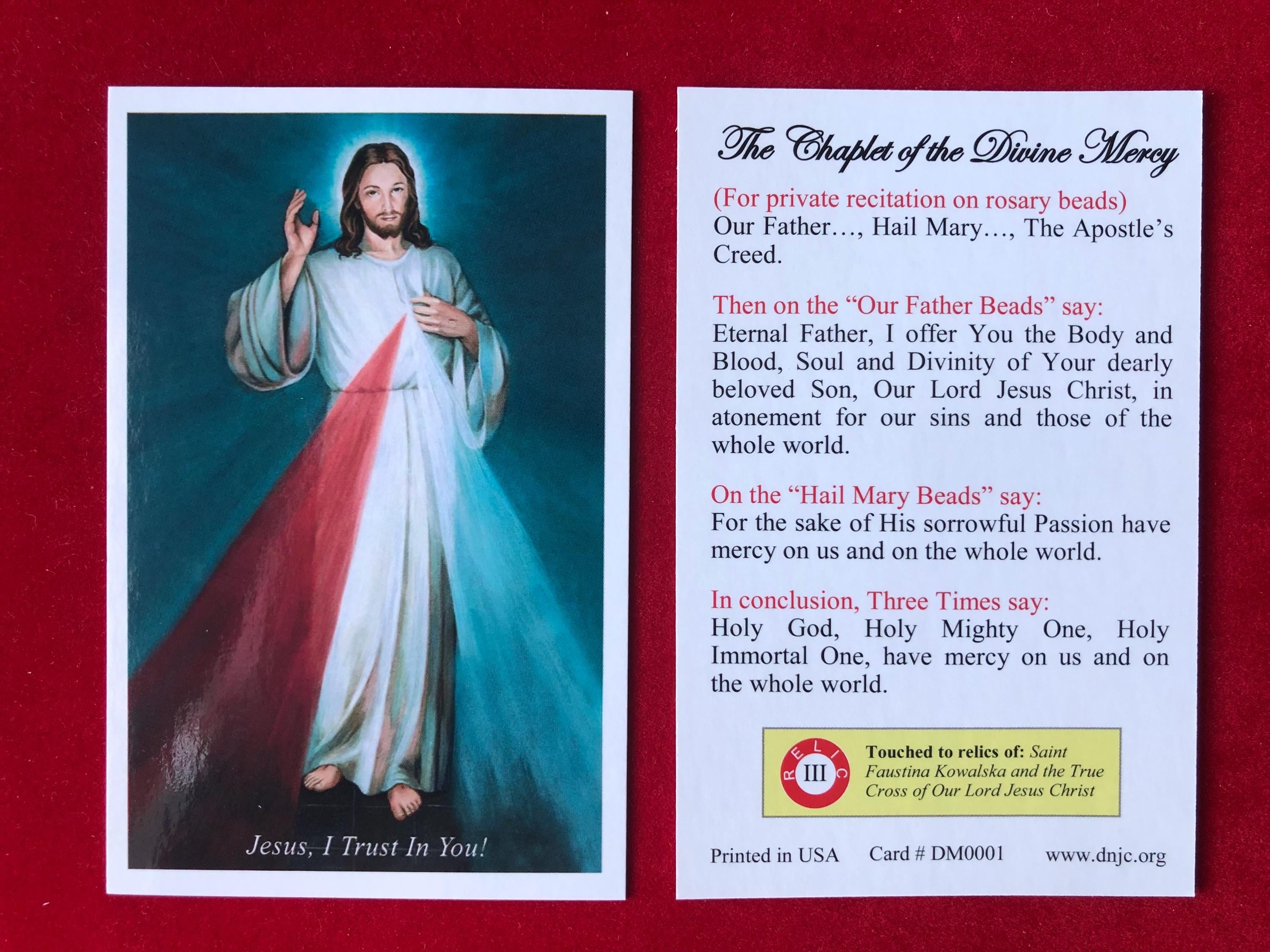 Divine Mercy Third Class Relic Holy Card (touched to Relics of