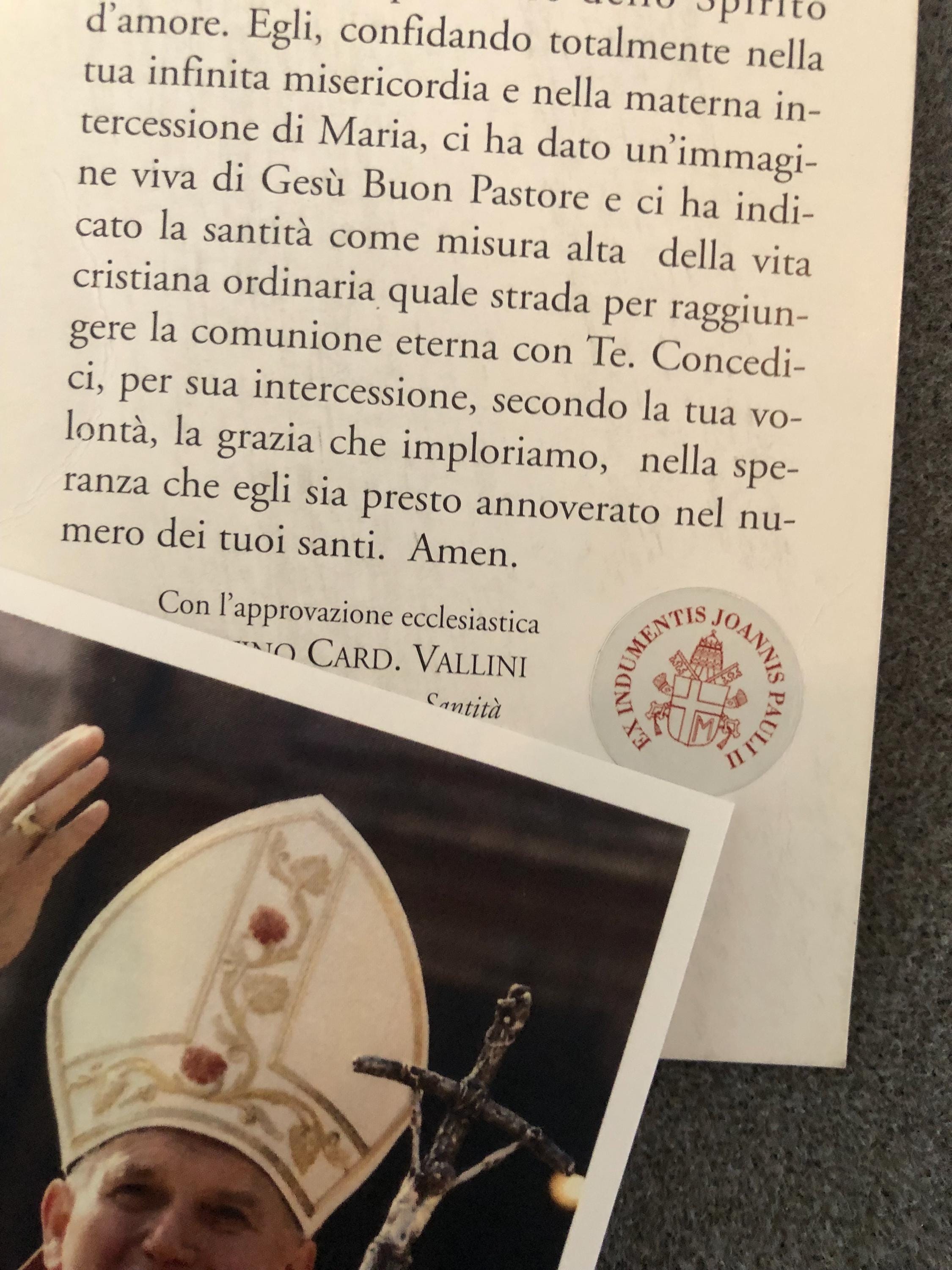 Saint Pope John Paul II Third Class Relic Holy Cards (touched to a ...