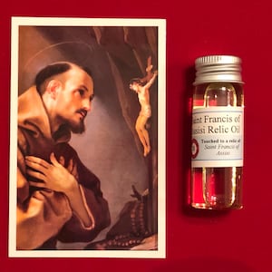 Heiliger Franz von Assisi Devotionalie Relikt Heilige Ölpackung (berührt mit einem Relikt des Heiligen Franz von Assisi)