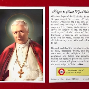 BULKVERPAKKING 50 KAARTEN - Heilige paus Pius X derde klas relikwie heilige kaart (aangeraakt door een relikwie van paus Pius X)