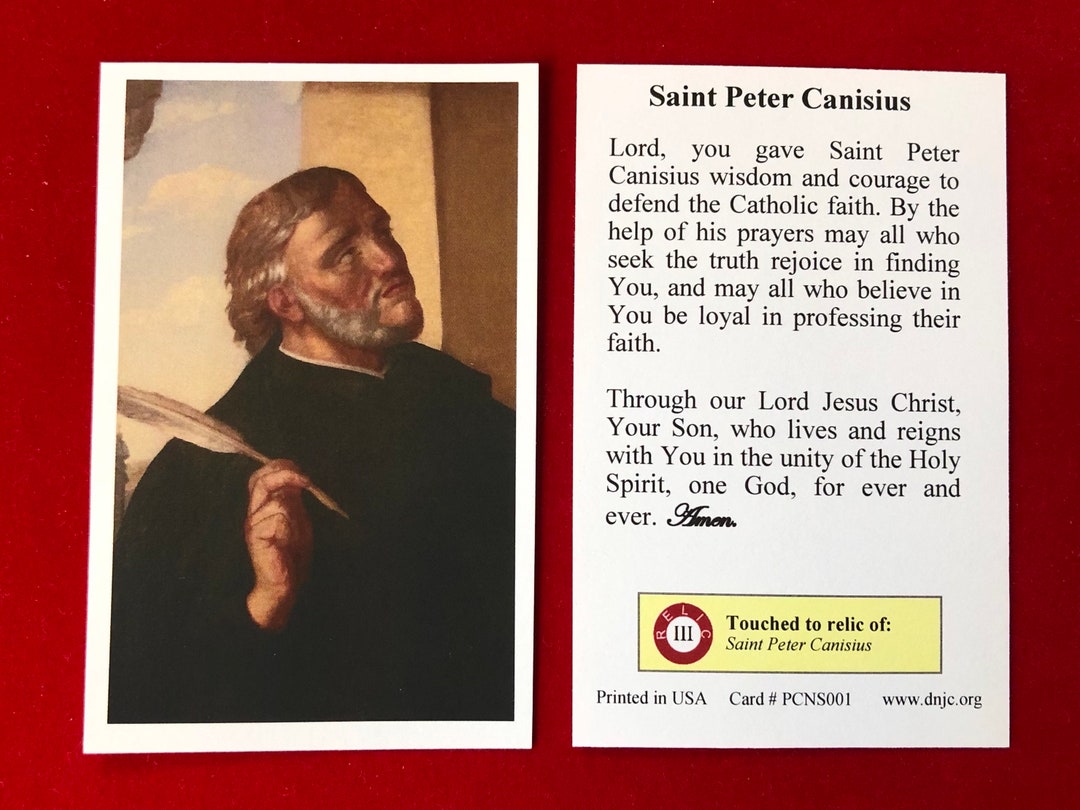 Saint Peter Canisius Third Class Relic Holy Cards (touched to a First ...