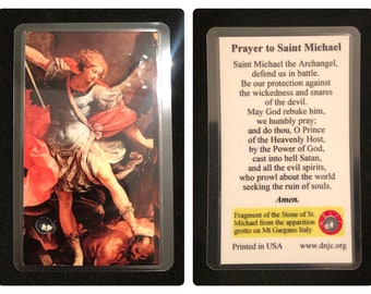 Stone of Saint Michael the Archangel Laminated Relic Card - Wallet/Pocket Size