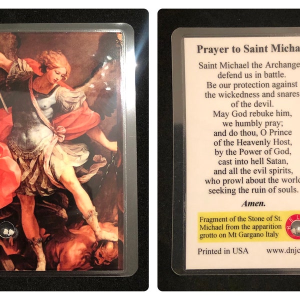 Stone of Saint Michael the Archangel Laminated Relic Card - Wallet/Pocket Size