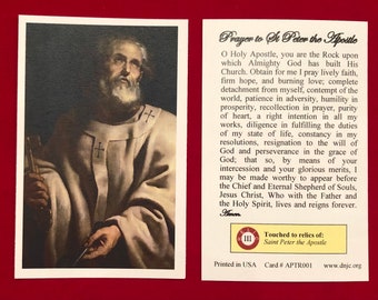 Heilige Petrus de Apostel derde klas relikwie heilige kaarten (aangeraakt door een eersteklas relikwie van de heilige) - karton