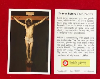 True Cross Third Class Relic Holy Card  (Touched to a relic of the True Cross of Our Lord Jesus Christ) - Plastic Coated
