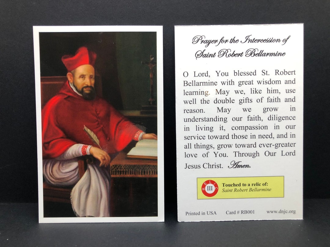Saint Robert Bellarmine Third Class Relic Holy Card touched to a Relic