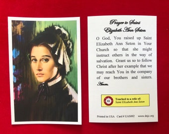 BULK PACK 50 CARDS - Saint Elizabeth Ann Seton Third Class Relic Holy Cards  (Touched to a first class relic of the Saint) - Card Stock