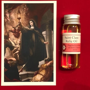 Heilige Klara von Assisi Devotionalie Relikt Heilige Ölpackung (berührt mit einem Relikt der Heiligen Klara)