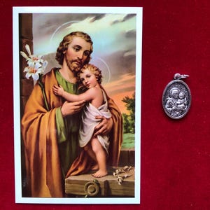 Pack de médailles de reliques de Saint Joseph - Médaille et carte sainte de relique de troisième classe (touché aux reliques de Saint Joseph, époux du BVM)