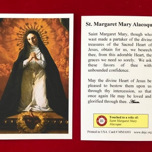 BULKVERPAKKING 50 KAARTEN - Heilige Margaretha Maria Alacoque derde klas relikwie heilige kaarten (aangeraakt door een eersteklas relikwie van de heilige) - karton