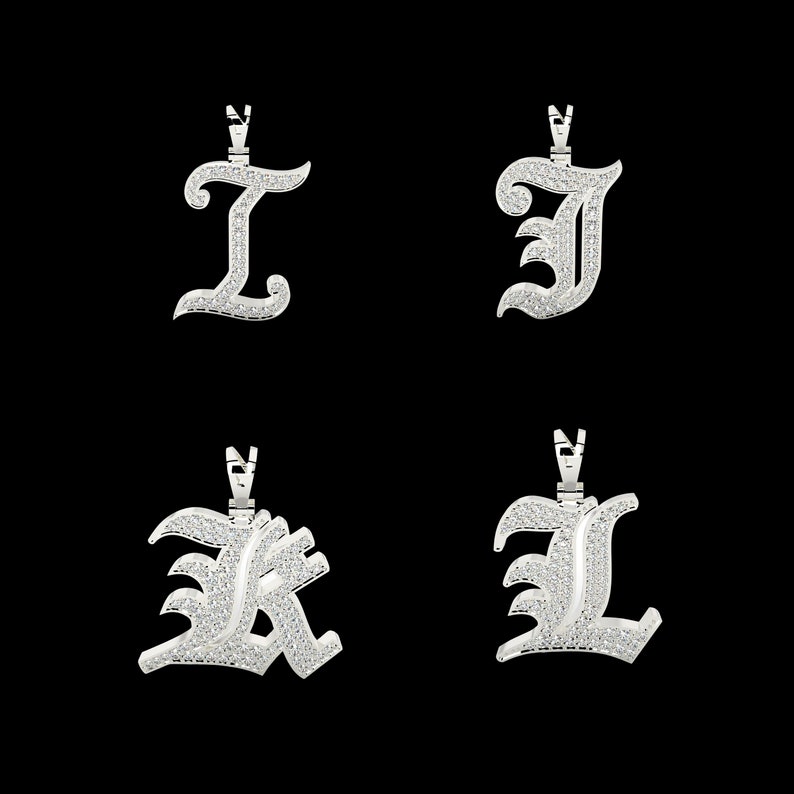 Personalized Initial Pendant, Personalized Silver Necklace AZ Letter Pendant Diamond Initial