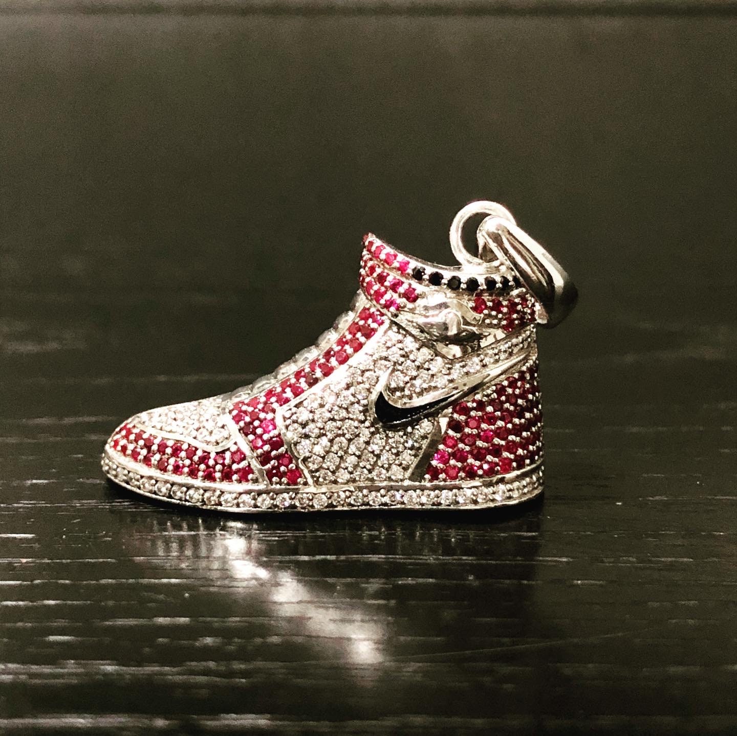 92.5 Sterling Silver AJ1 Sneaker Pendant Sneaker Pendant Iced Out