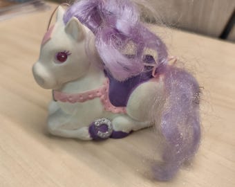 Caballo de juguete Tonka Keypers vintage de los años 80 con purpurina y poni para bebé