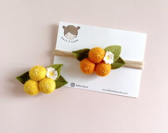 Orange hair clip, Clementine headband, Citrus hair clip, fruit headband, girl hair clip, summer hair bow