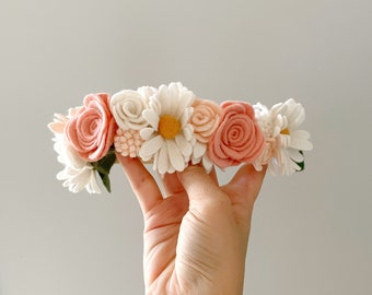 Boho Daisy crown, Birthday crown, photo props, daisy birthday, Flower girl crown, daisy mae
