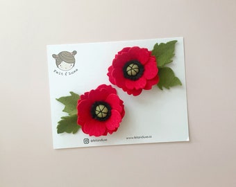 Poppy hair clip, poppy headband, felt hair clip, flower hair clip, baby hair clip, poppy flower