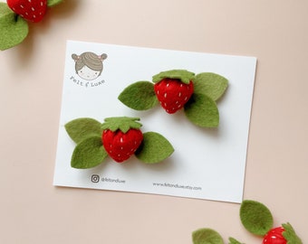 Strawberry hair clip, strawberry headband, toddler strawberry hair clip, fruit theme hair clip