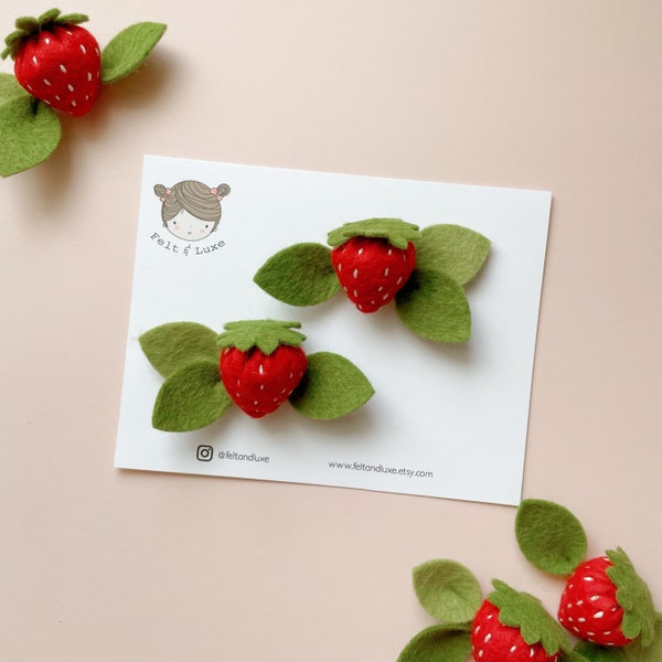 Strawberry hair clip, strawberry headband, toddler strawberry hair clip, fruit theme hair clip