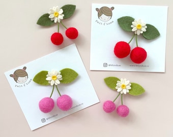 Cherry Hair clip, Fruit theme hair clip, girl hair clip, felt hair clip, fruit theme hair clip, baby hair clip, cherry