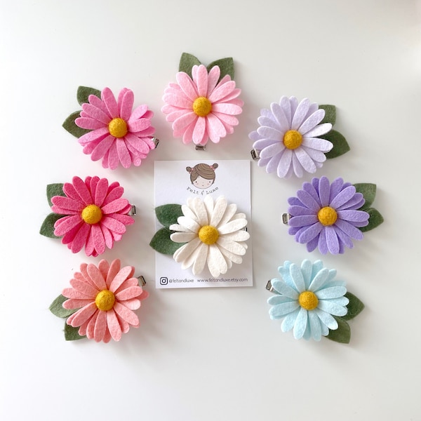 daisy hair clip, wild daisy headband, felt hair clip, flower hair clip, baby headband, spring flower, daisy clip