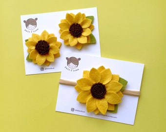 Sunflower headband, sunflower hair clip, little girl gift, newborn headband, girl hair clip, boho, baby headband