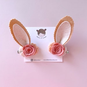 Bunny hair clips, bunny hair clips, Easter piggy set, bunny ears hair clip, Easter photo props