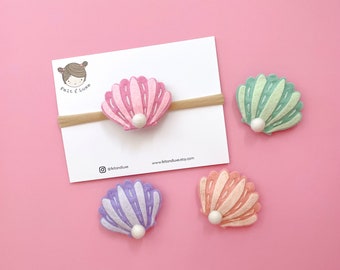 Sea Shell hair clip, sea shell headband, little mermaid, mermaid birthday, baby headband, toddler hair clip