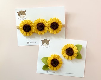 Sunflower headband, sunflower hair clip, little girl gift, newborn headband, girl hair clip, boho, baby headband