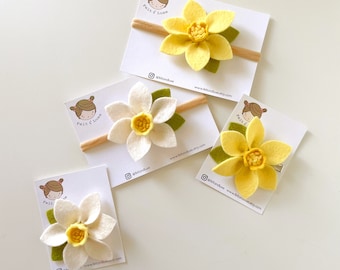 Daffodils hair clip, felt hair clip, flower hair clip, baby hair clip, flower clip