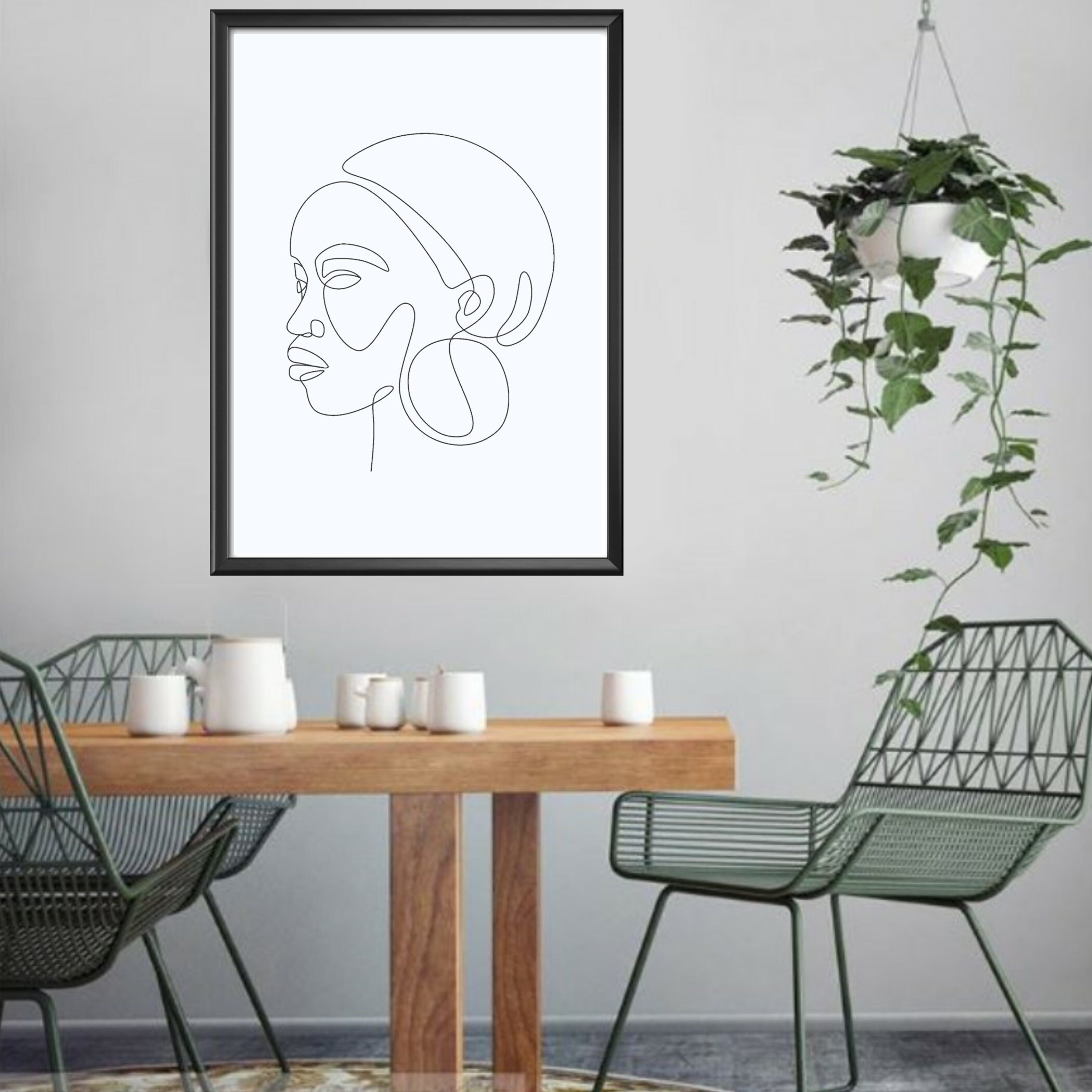 Printable wall art minimalist line art line drawing one | Etsy