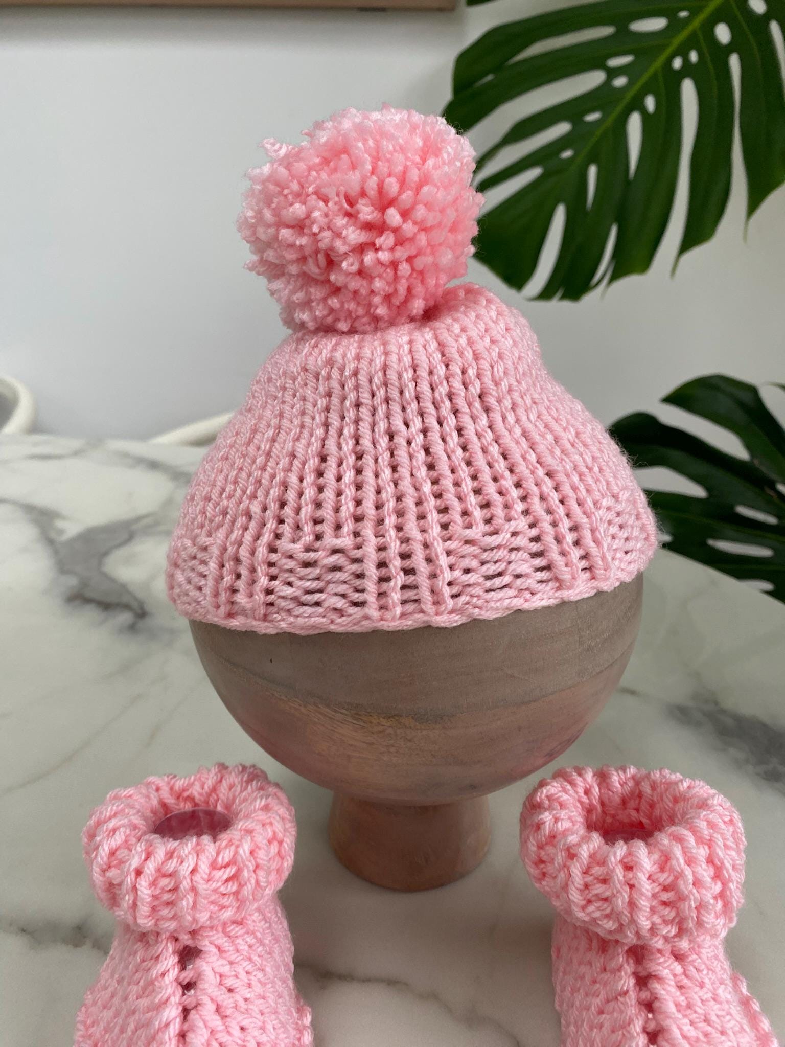 ?HP?Adorable Pink UGG Knit with Faux Fur Pom Hat Hot Pink Beanie with Matching Pink Raccoon Pom Pom  main image 2