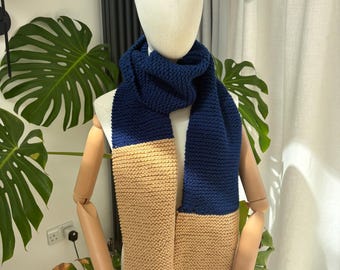 Beginner Tri Colour Scarf Knitting Kit | Chunky Yarn, Bamboo Needles, Learn to Knit