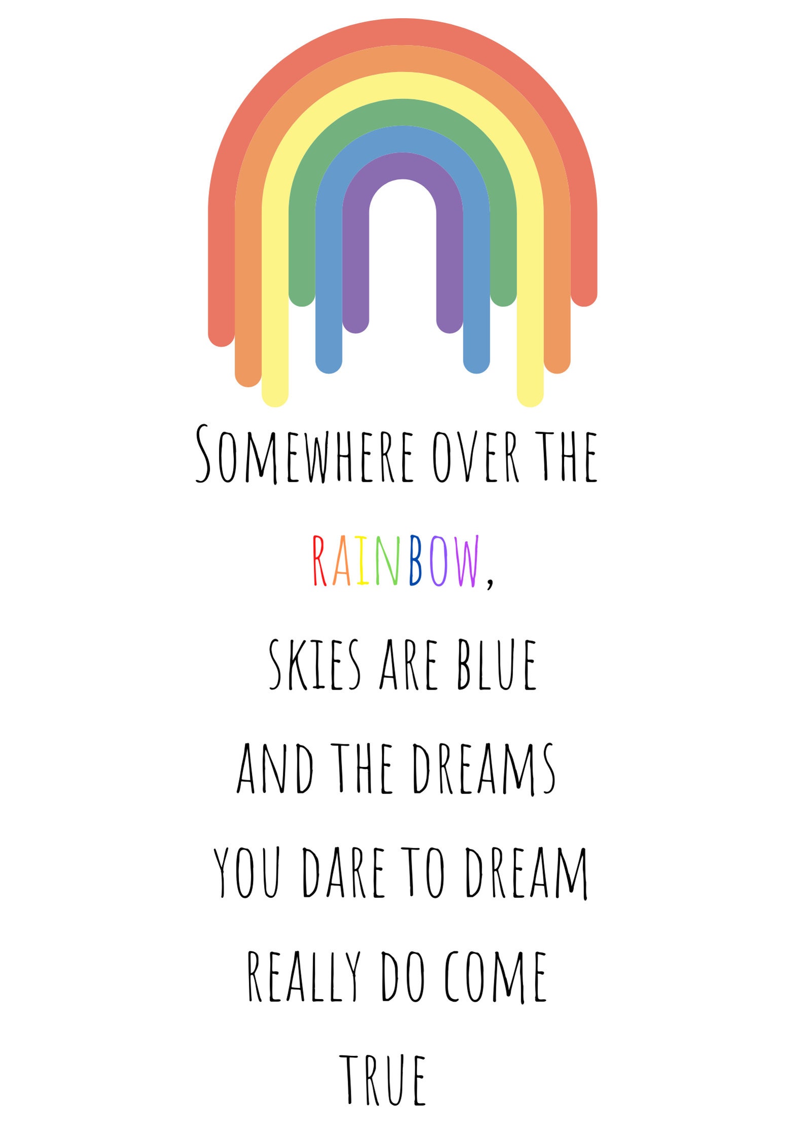 Somewhere Over The Rainbow Wall Print nursery lyrics | Etsy