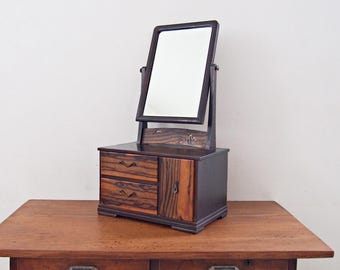 Een Japanse antieke tafelspiegelkast (Kyodai) gemaakt met zwart persimmonhout (Kurokaki) - tansu, Oharibako, WABISABI