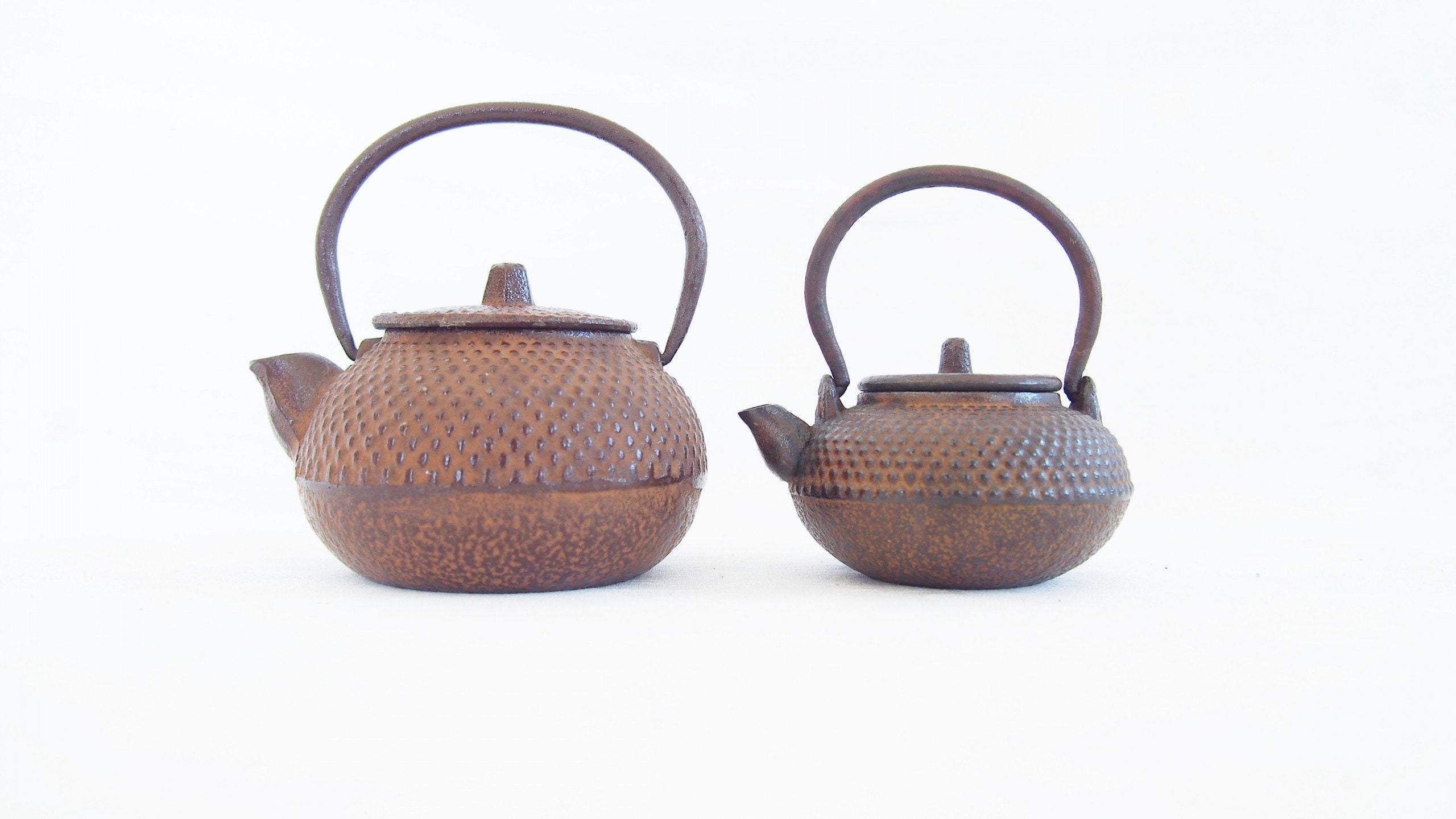 Two small vintage cast iron teapots of Japanese traditional Etsy