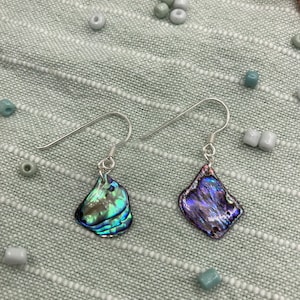 Ocean Earrings abalone shell, 925 real silver one of a kind handmade jewellery, paua seashell